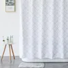 Cortina de chuveiro de tecido para banheiro Aimjerry branco e cinza com 12 ganchos 71Wx71H de alta qualidade à prova d'água e à prova de mofo 041 L274b