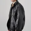 Black PU Leather Bomber Jacket | Men's Long-Sleeved Zipper Cool Spring Autumn Jacket
