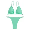 Women's Swimwear 2 Pcs/Set Stylish Women Bathing Suit Low-cut Summer Bikini Set Three-point High Waist Lady