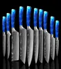 Ensemble de couteaux de cuisine 10 pièces, couteau de chef professionnel japonais 7CR17 en acier inoxydable, couteau damas Laser tranchant Santoku résine bleue H8637432