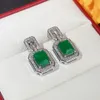 2024 Classical Jewelry Stud Earrings Sparkling 925 Sterling Silver Emerald CZ Diamond Party Noble Elegant Women Bridal Earring For Lover Gift