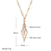 Colares de pingente Kinel moda brilhante oco rhombus colar para mulheres incomum zircão natural 585 cor de ouro rosa diariamente jóias finas