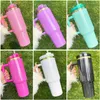 prêt à expédier 40oz multi couleur chatoyant or gobelet de voyage bouteille d'eau thermos quencher avec paille et poignée amovible pour sublimation et laser