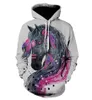 MEN039S Hoodies Sweatshirts 3D Erkekler At Renkli Boya Baskı Uzun Kollu Moda Hipster Hoody Hayvan Sokak Giyim Tükerçileri T8549858