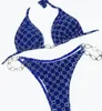 럭셔리 여성 비키니 디자이너 섹시 비치 비키니 수영복 패션 레터 인쇄 레이스 업 여름 분할 수영복 비키니 세트 섹시