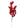 Dekorativa blommor 1/3/5pc Red Berry Stems Artificial Christmas Berries Diy Xmas Wreath Fake Picks For Party Decoration