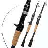 Canne Nuovo Baitcasting Asta telescopica con richiamo 1.5m 1.8m 2.1m 2.4m Fibra di carbonio Sughero Manico in legno Canne da spinning Esca Canna da pesca Attrezzatura