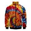 Men's Jackets Est Tie-dye Pattern 3D Lapel Collar Men Women Zipper Jacket Clothing Casual Long Sleeve Coat Mens Clothes Spring Coats