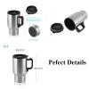 Tools 1/2PCS 12V 450ml Electric Water Kettle Stainless Steel Car Heating Cup Coffee Tea Car Cup Mug Travel Water Coffee Milk Thermal