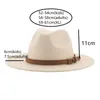 Sombreros Fedora para mujeres, hombres, ala ancha, sombreros sólidos para mujeres, cinturón, vestido formal clásico, sombreros de invierno negros caqui, sombreros de mujer 240221