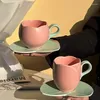 Tasses Soucoupes 300 ml En Forme De Fleur Tasse En Céramique Et Assiette Ensemble Vintage Tulipe Café Haute Valeur Esthétique Rose Français Après-Midi Tasse À Thé