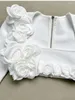 Vestidos de trabajo Ropa de actividad blanca para mujer Apliques de cuello cuadrado de manga larga Top corto y falda de cintura alta Conjuntos de dos piezas Traje de fiesta