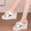 Slippers Summer Party Fashion Sneakers Women Highine Leather Leather Peep Toe Stunky Platform Platfor