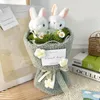 Decorative Flowers Kawaii Plush Doll Bouquets Hand Woven Finished Wedding Room Decor Birthday Gift Valentines Day