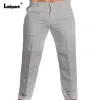 Pants Ladiguard 2023 Men's Stand Pocket Casual Linen Suit Pants Elegant Street Trouser Plus Size 3xl Mens Elegant Fashion Sweatpants