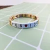 Bracelets à maillons Design Boho pour femmes, Bracelet arc-en-ciel avec lettres d'amour personnalisées, carreaux élastiques empilables, cadeaux pour amis