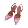Scarpe eleganti, sandali, tacchi alti a fionda in raso con fiocco, tacchi alti in cristallo girasole, scarpe da sposa da donna firmate LuxurDy per feste da 10 cm