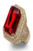 mens ring vintage hip hop jewelry ruby Zircon iced out copper ring High grade luxury for lover wedding fashion Jewelry whole1286618371855