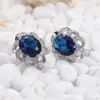 Boucles d'oreilles Eulonvan luxe 925 en argent Sterling fiançailles mariage pour femmes bijoux accessoires bleu foncé zircon cubique S-3702