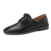 Sapatos casuais mulheres couro genuíno oxfords smallhut primavera outono de outono preto salto baixo salto alto