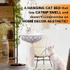 Mats Cat Hammock Handwoven Hanging Cat Bed Boho Cat Swing with Hanging Kit Toy for Indoor Outdoor Home Decor Hang With Cushion
