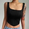 Czołgi damskie Y2K Summer Short Corset Top Kobiety Casual Crop Tank Tops Blise Blandier Bustier Streetwear Sexy nieregularny Slim Fit Camisole