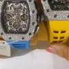 Знаменитые наручные часы Популярные наручные часы RM Watch RM11-03 Автоматические роскошные мужские часы с белым муассанитом и бриллиантом круглой огранки