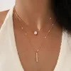 Women Necklace New Fashion Simple Crystal Geometric Charm Multilayered Pendant Necklace Square Rhinestone Jewelry Women Gifts