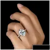 Обручальные кольца Винтаж овальной огранки 4Ct Lab Diamond Prom Ring 100% Настоящее Обручальное кольцо из стерлингового серебра 925 пробы для женщин Ювелирные изделия Drop Deliv Dhqs1