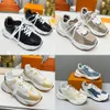 Designers Run 55 Sneakers Men Leather Platform Trainers Rubber Outsole Sport Woman Casual Shoes With Box 483