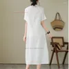 Abbigliamento etnico 2024 Abito vintage cinese Nazionale migliorato Jacquard Qipao Cotone Lino Cheongsam Folk orientale Feminino Retro Streetwear