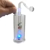 6,3" LED-licht olierecycle bubblers waterleidingen oliebrander mini glazen percolator bubbler slim draagbaar roken met komschuif en zacht siliconen mondstuk