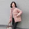 Moda feminina para baixo sólido curto gloosy parka casaco grosso quente jaqueta de inverno 2024 casual gola parkas outerwear para o sexo feminino