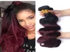 Ombre 1B99J Body Wave Colored Hair 3 Bundles Brazilian Ombre Dark Wine Red Human Hair Weave Bundles Hair Extension 1226 Inch3342047