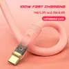 Кабель типа C, 100 Вт, кабель для сверхбыстрой зарядки, 6A, USB C, жидкий силиконовый кабель, шнур для быстрой зарядки для Xiaomi 12, LG, Samsung S23, S24