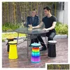 Camp Furniture Tragbarer Telesco-Hocker mit Kissen, Regenbogen, einziehbar, große Kapazität, 440 lb, verstellbar, zusammenklappbar, zum Wandern, Cam Drop Del Dhzmg