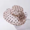 Chapeaux à large bord été pour femmes mode motif à pois grand grand fil de dentelle parasol chapeau de soleil respirant pliable Gorro 2024