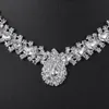 TREAZY Sparkling Crystal Teardrop Design Wedding Bridal Jewelry Set Silver Plated Women Choker Necklace Earrings 240220