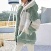 캐주얼 남성 패션 카오 파이 양고기 두꺼운 따뜻한 따뜻함 2023 대조적 인 색상을 가진 여성용 양털 스웨터, 여성용 후드 느슨한 재킷