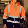 Mäns hoodies reflekterande hoodie striprock med takstängning för uteslutning för utomhusarbete varma kallsäkra overaller