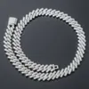 Pass Diamond Tester 14mm Wide 2rows 925 Solid Silver with Gra Moissanite Diamond Cuban Link Chain for Rapper Hip Hop Necklace