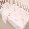 Bebek Yatak Seti 3 Parça Set 3 Katman Muslin Jakquard Crib Yatak Kiti Nevresim Kapak Sayfası Yastık Kılıfı Dolgu Olmadan 240220