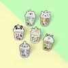 Cartoon New Creative Cute Bear Animal Shaped Pearl Milk Tea Brooch Accessories Baked Paint Badge