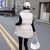 Chalecos de mujer 2024 abajo chaleco de algodón otoño invierno coreano suelto largo soporte collar moda sin mangas chaqueta femenina chaleco parkas