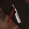 Парикмахерская бритва Профессиональный салонный нож для удаления усов Инструменты Острые складные бритвы из нержавеющей стали с деревянной ручкой 240228