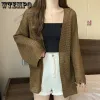 Cardigans wtempo oco proteção solar de malha cardigan feminino verão solto manga morcego xale cobrir casaco médio longo