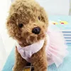 Vêtements de chien rayé élégant nœud papillon pour petit animal de compagnie moyen printemps / automne vêtements dentelle vêtements chat robe jupe