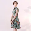 Ethnic Clothing Sexy Short Cheongsam 2024 Summer Small Fragrance Improved Girls Elegant Daily Thin Chinese Style Evening Dress Qipao For