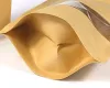 Tools 50PCS/100PCS Kraft Paper High Clear Window Ziplock Bags Resealable Powder Sugar Coffee Beans Chocolate Tea Gifts Storage Pouches