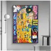 絵画抽象油絵キャンバスプリントポスタークラシックアーティストGustav Klimt Kiss Modern Art Wall Picture for Living Room cua dhm0w